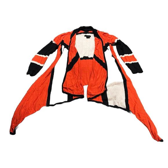 Anthropologie La Fee Verte Cardigan Color Block Sweater Orange Gold Black M/L - Picture 11 of 14